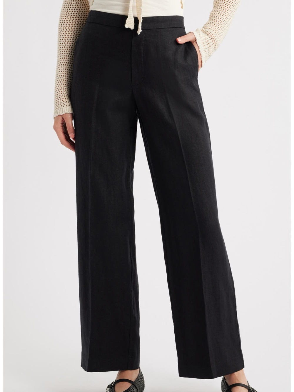 NWT Madewell The Easy Linen Pull-On Pants Black XL
